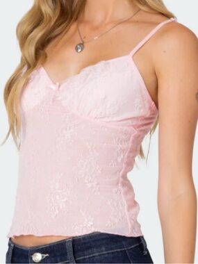 Edikted Angelina Sheer Lace Tank Top